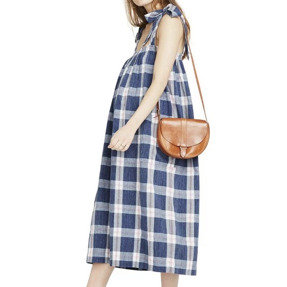 Hatch Alexia dress blue pink plaid - Picture 1 of 5
